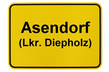 Illustration eines Ortsausgangsschildes der Gemeinde Asendorf (Landkreis Diepholz) in Niedersachsen