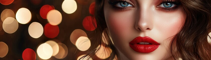 Fototapeta premium Chic beauty look enhancement, high-resolution image, glamorous and elegant makeup digital background with copy space