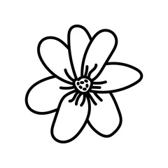 Blue Flower Outline Icon, Vector illustration