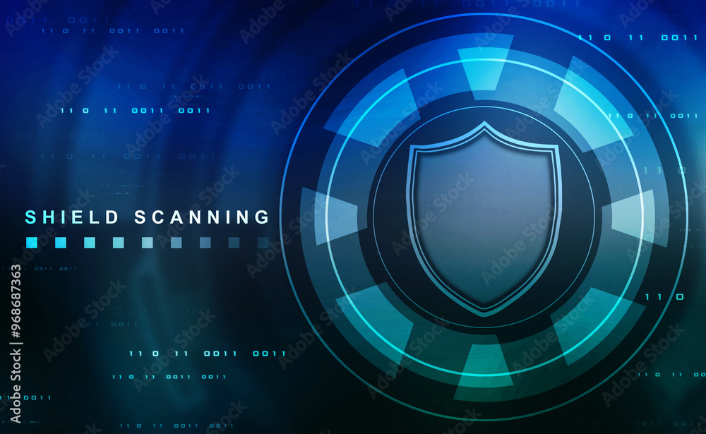 Poster protect and security concept. digital shield on abstract technology background, cyber security and i