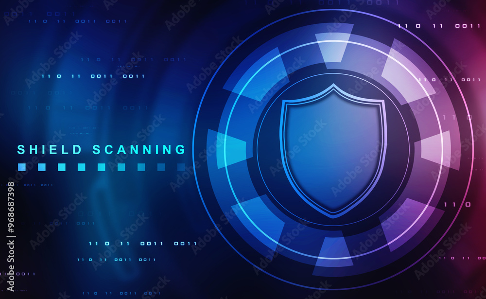 Poster protect and security concept. digital shield on abstract technology background, cyber security and i