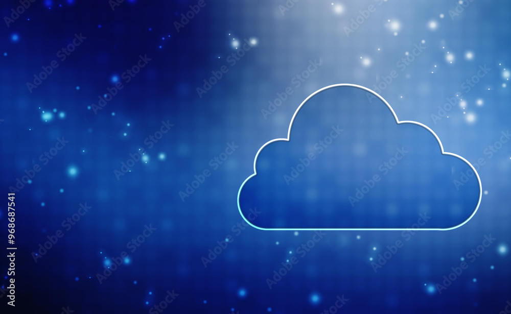 Poster 2d illustration of cloud computing, cloud computing concept, cloud computing concept. abstract cloud