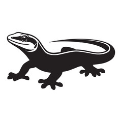 Obraz premium Lizard Silhouette Clipart - Lizard Reptile Vector Illustration in black and white