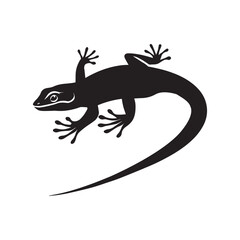 Naklejka premium Lizard Silhouette Clipart - Lizard Reptile Vector Illustration in black and white