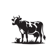 Cow silhouette. cow logo, icon black and white. Cow vector design. Bull, dairy cow