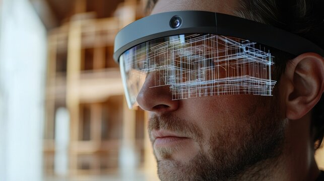 AI-powered augmented reality glasses for construction and architecture design: Architects using AR glasses to visualize blueprints and make real-time adjustments to designs.
