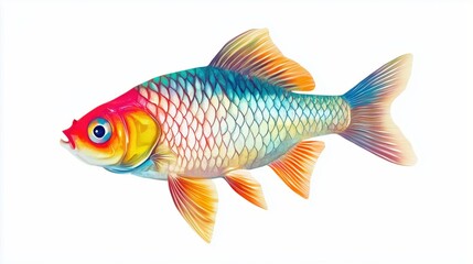 Colorful fish isolated on a white background, side view