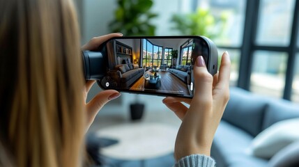 AI-powered augmented reality real estate tours: Homebuyers viewing properties through virtual tours enhanced by AI.