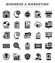 Set of Lineal Filled Business & Marketing Icons. Lineal Filled art icon. Vector illustration
