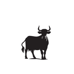 Cow silhouette. cow logo, icon black and white. Cow vector design. Bull, dairy cow