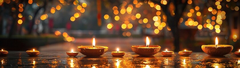 Hindu Festival of Lights featuring electric lights, homes aglow with vibrant Diwali energy, festive decorations, stunning and high-quality stock image