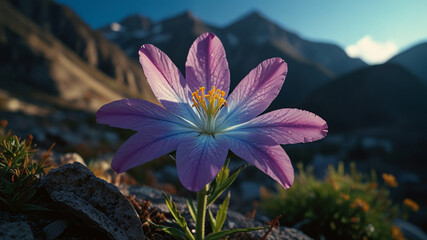 Luminous flower in mountains during the day 18.