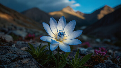 Luminous flower in mountains during the day 20.