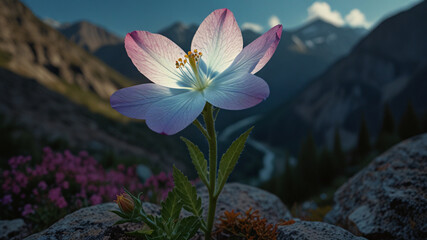 Luminous flower in mountains during the day 19.