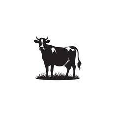 Fototapeta premium Cow silhouette. cow logo, icon black and white. Cow vector design. Bull, dairy cow