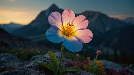 Luminous flower in mountains during the day 21.