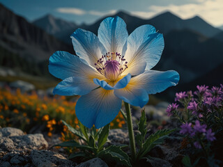 Luminous flower in mountains during the day 24.