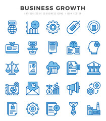 Set of Business Growth icons in Two Color style. Two Color Icons symbol collection.