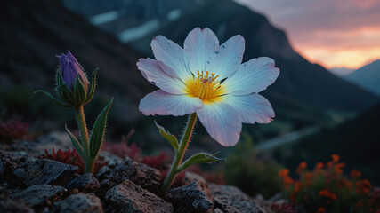 Luminous flower in mountains during the day 26.