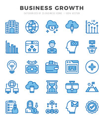Set of simple Two Color Business Growth Icons. Two Color art icons pack.