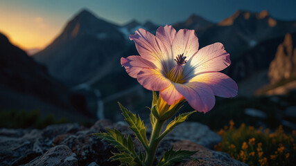 Luminous flower in mountains during the day 29.