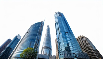 Naklejka premium Urban Elegance: 3D Render of a City Skyline with Office Towers