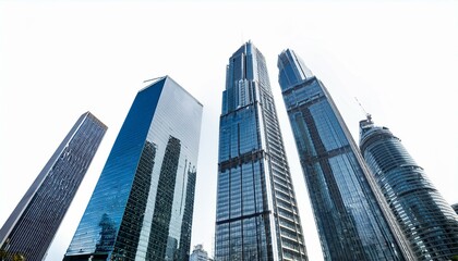 Fototapeta premium City in Focus: Detailed 3D Render of Office Buildings and Skyscrapers