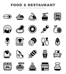Food and Restaurant Icon Bundle 25 Icons for Websites and Apps