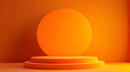 3D illustration of a podium with stairs, symbolizing a path to success and achievement under a bright sky