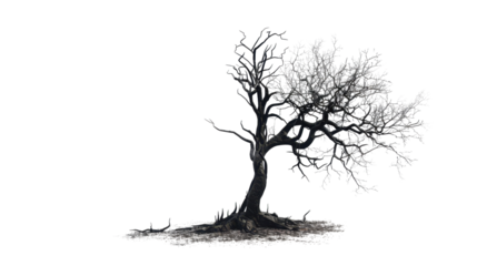 Burnt tree on transparent background