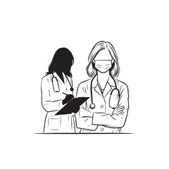 Doctor vector silhouette. Doctor logo, icon. Doctor illustration isolated on white background.