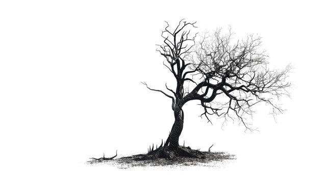 Burnt tree on transparent background