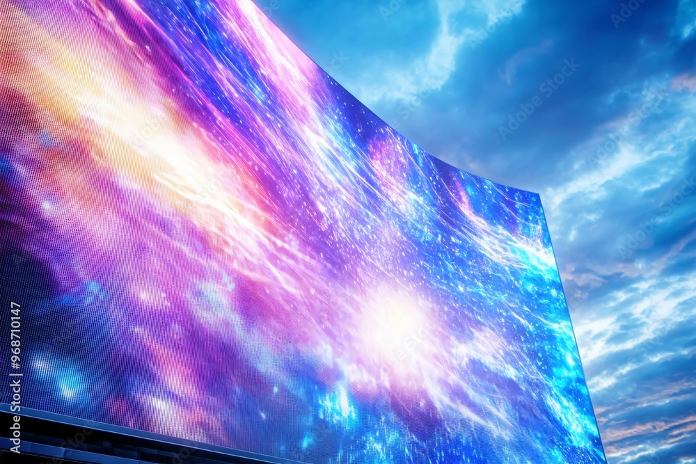 Wall mural a vibrant cosmic display showcasing swirling colors and light patterns against a dramatic sky, evoki