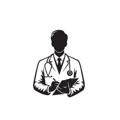 Doctor vector silhouette. Doctor logo, icon. Doctor illustration isolated on white background.