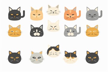 Fototapeta premium Cat flat icon, minimal kitten symbol, kitty sign isolated, pet pictogram, cat set on white