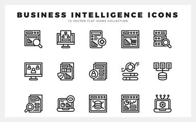 15 Business Intelligence Lineal icons pack. vector illustration.