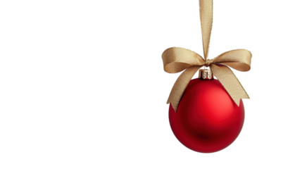 Red decoration Christmas ball on transparent background