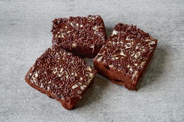 Bolu Coklat meises or Chocolate Steam Cake or Brownies Kukus Coklat or Bolu Coklat or Sponge Cake Coklat with chocolate sprinkle