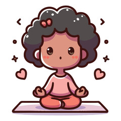 Cute girl doing breathing exercise. Care. Awareness, mindfulness and meditation.