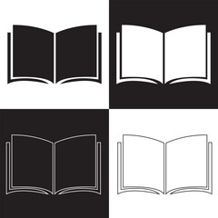Book icon set. Simple book symbol. isolated on black and white background. Vector Illustration. EPS 10