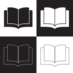 Book icon set. Simple book symbol. isolated on black and white background. Vector Illustration. EPS 10