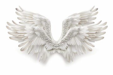 Obraz premium Wings icon, angel wings emblem, bird feathers silhouette, pigeon sign, spirituality symbol, elegance flight