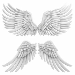 Obraz premium Wings icon, angel wings emblem, bird feathers silhouette, pigeon sign, spirituality symbol, elegance flight