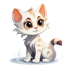 Obraz premium Cartoon cat on white background