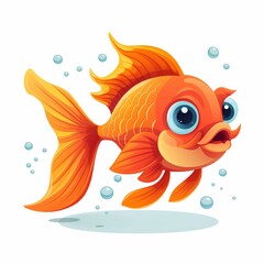 Fototapeta premium Cartoon fish on white background 