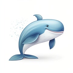 Obraz premium Cartoon whale on white background 