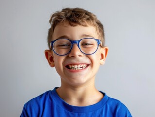 Fototapeta premium Happy young kid with blue glasses