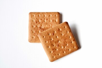 crispy square crackers isolated on white. biscuits