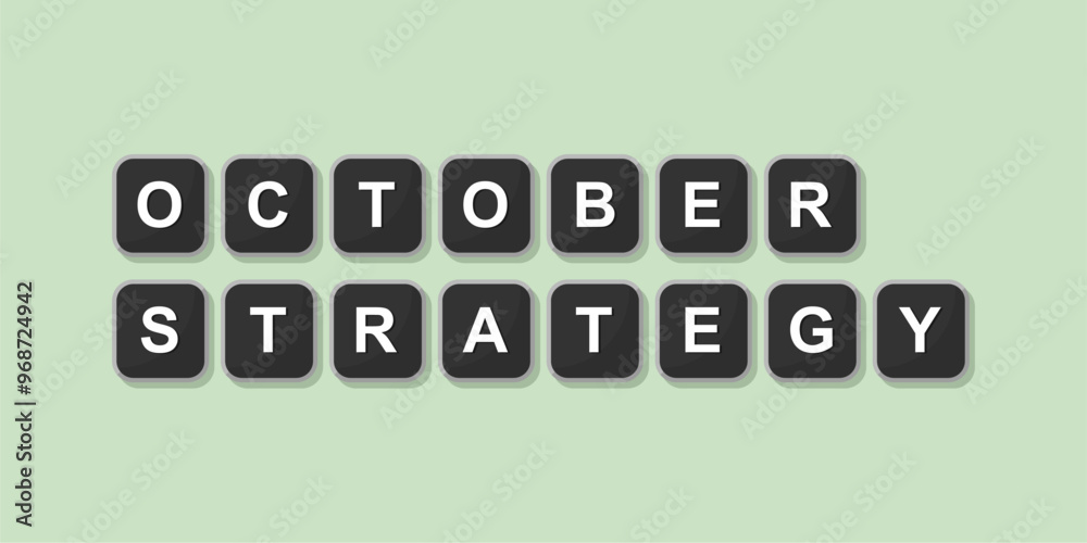 Fototapete october themed word illustration of computer keyboard, vector format design with bright green backgr