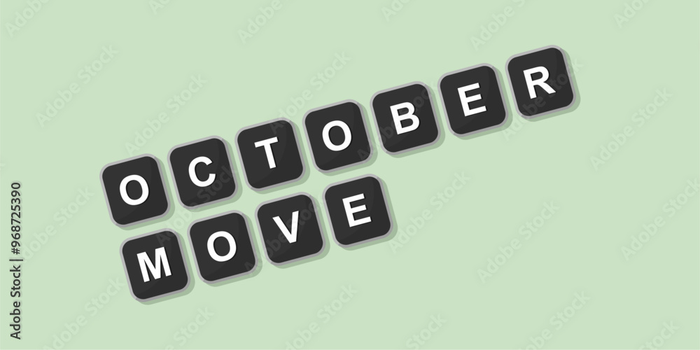 Fototapete october themed word illustration of computer keyboard, vector format design with bright green backgr